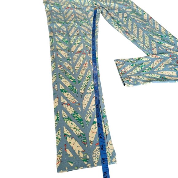 LuLaROE Blue and Yellow womens Leggings Floral Soft size Tall and Curv - Picture 5 of 6